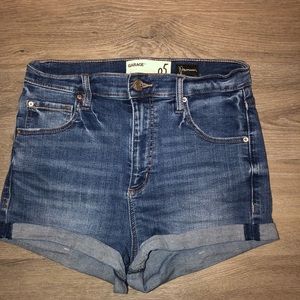 Ultra high rise blue jean shorts